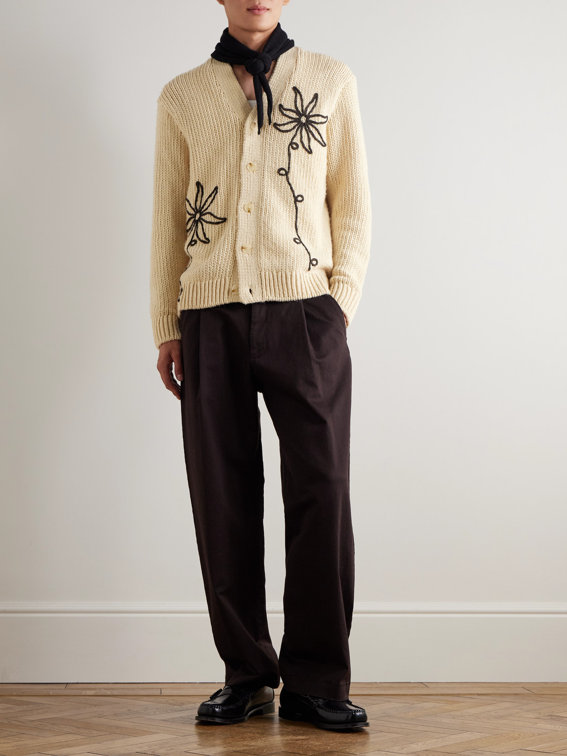 Nn07 Mika Flower 6620 Embroidered Recycled Knitted Cardigan In Brown