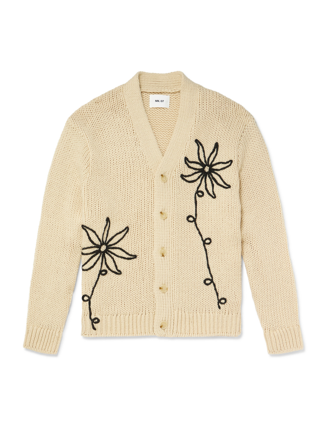 Nn07 Mika Flower 6620 Embroidered Recycled Knitted Cardigan In Brown