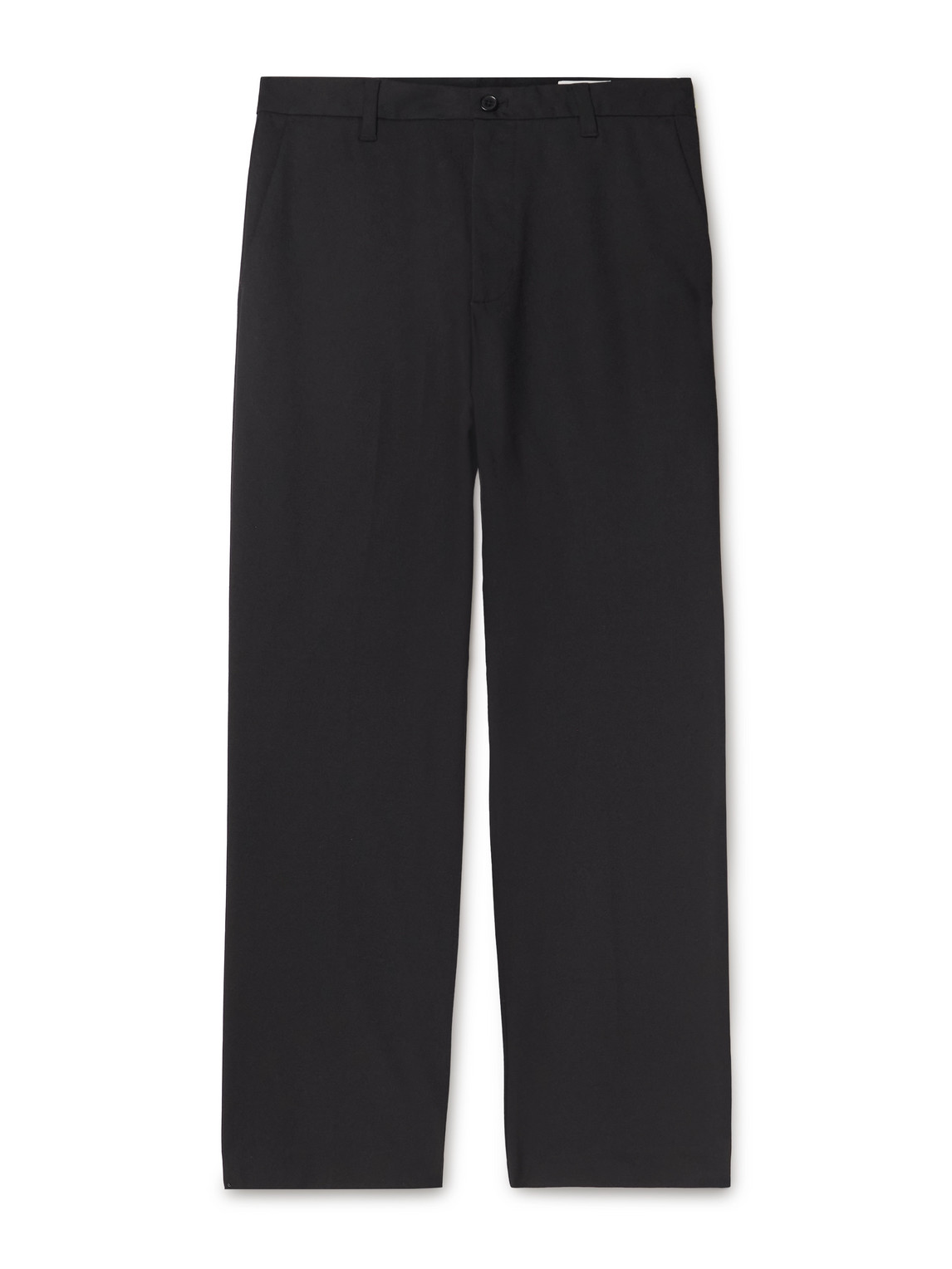 Nn07 Paw 1089 Straight-leg Cotton-blend Twill Trousers In Black