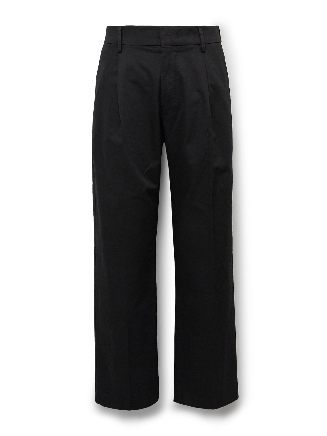 Nn07 Kay 1420 Wide-leg Pleated Organic Cotton-blend Twill Trousers In Black