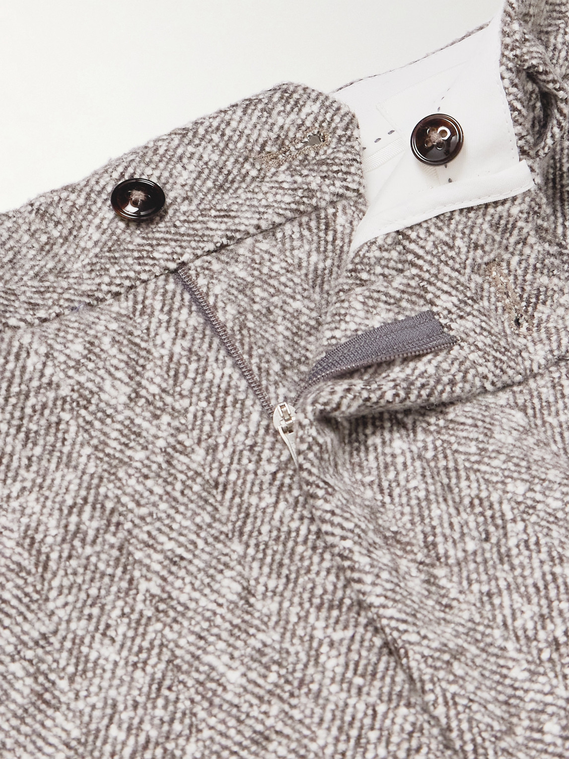 Nn07 Paw 1087 Straight-leg Recycled-herringbone Suit Trousers In Gray