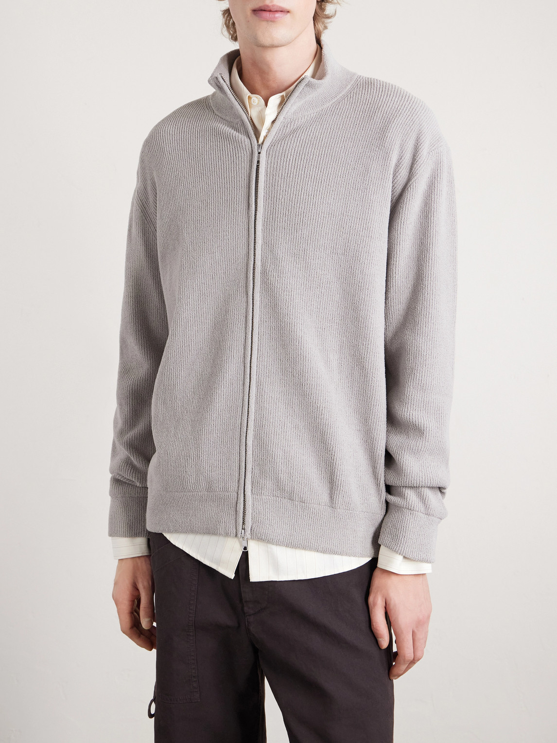  Nn07 - Danny 6429 Ribbed Bouclé Zip-up Cardigan - Men - Gray - S 