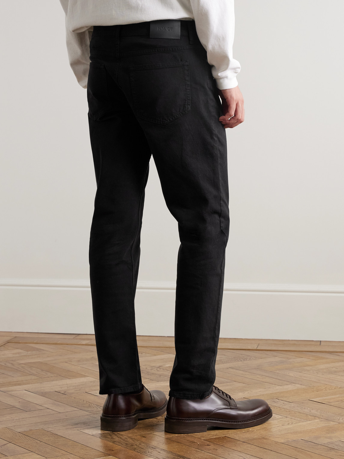  Nn07 - Tony 1923 Straight-leg Garment-dyed Organic Cotton-blend Twill Trousers - Men - Black - Uk/us 30 