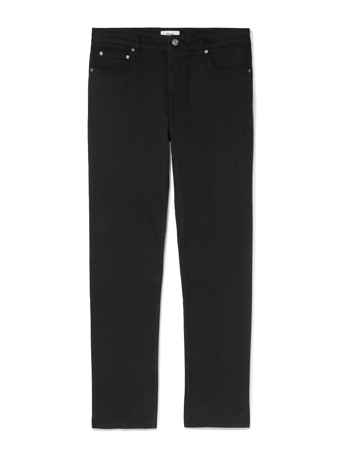 Nn07 Tony 1923 Straight-leg Garment-dyed Organic Cotton-blend Twill Trousers In Black