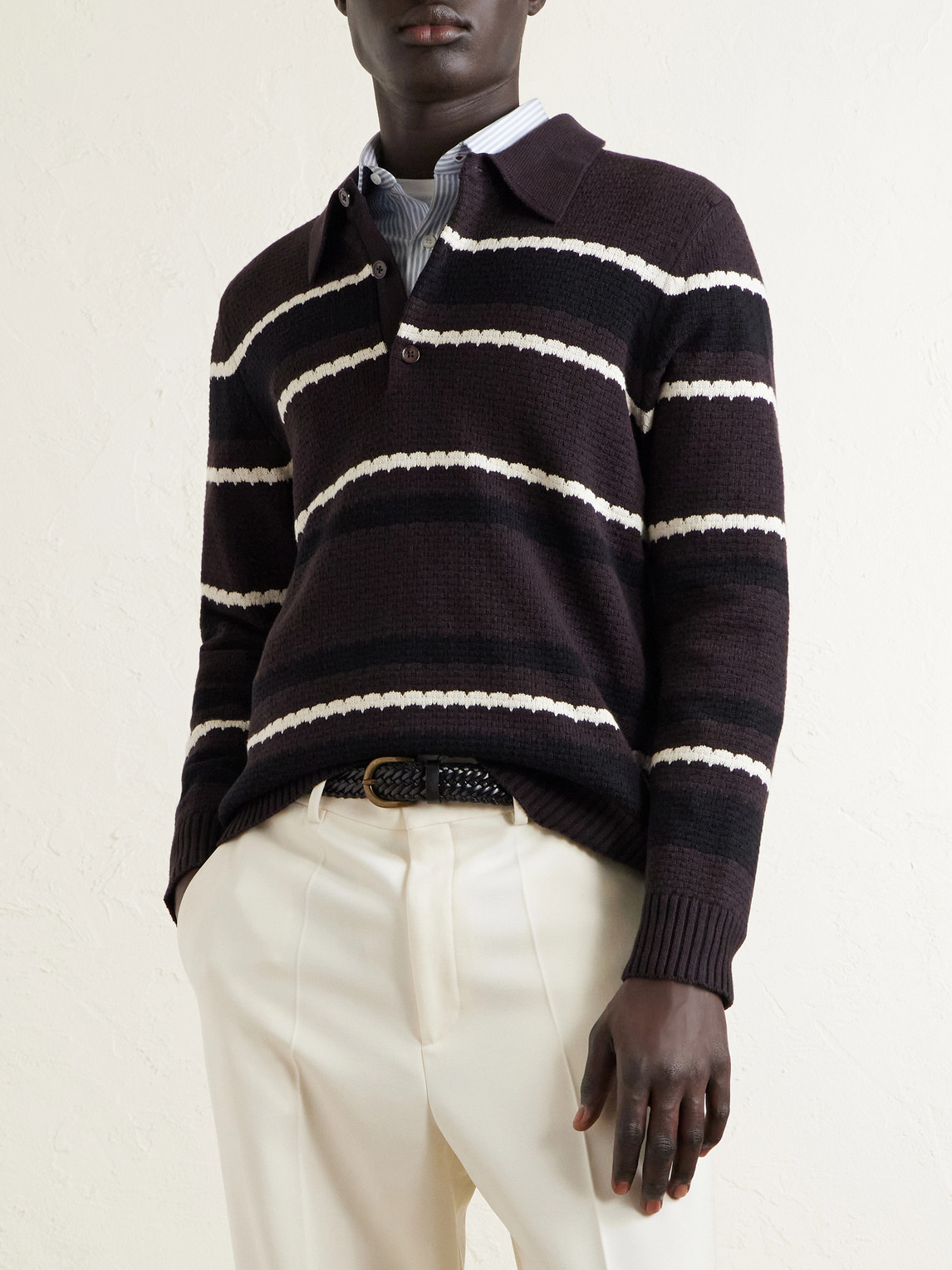Alfie 60019 Striped Organic Cotton Polo Shirt