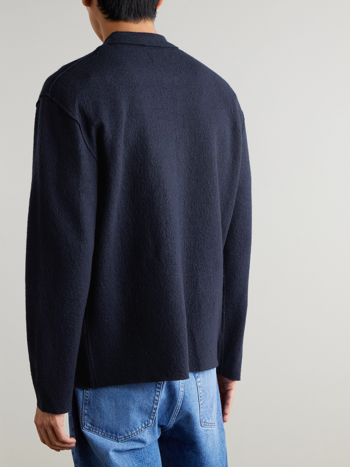 Nn07 Jonas 6398 Brushed-wool Zip-up Cardigan In Blue