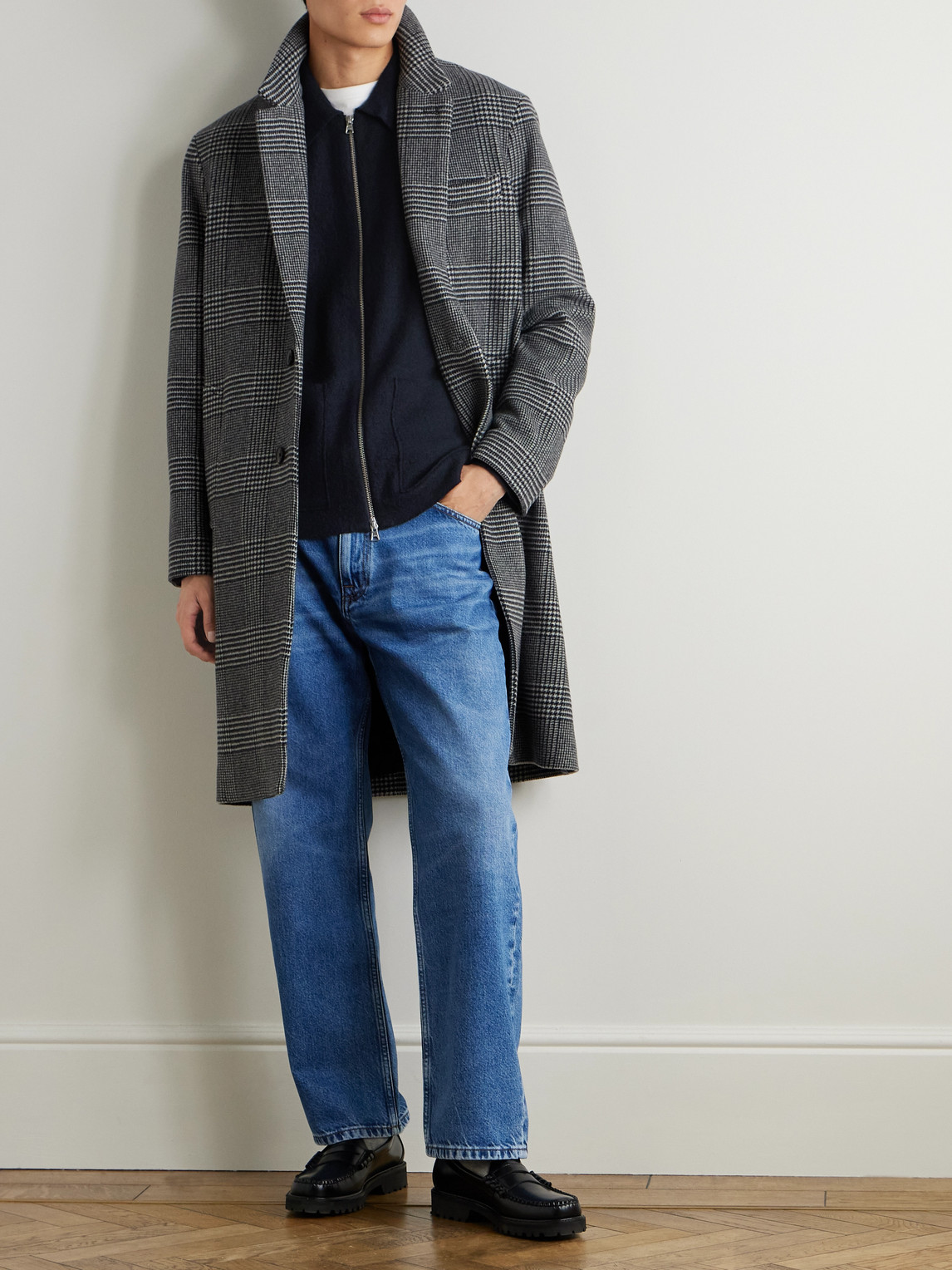 Nn07 Jonas 6398 Brushed-wool Zip-up Cardigan In Blue