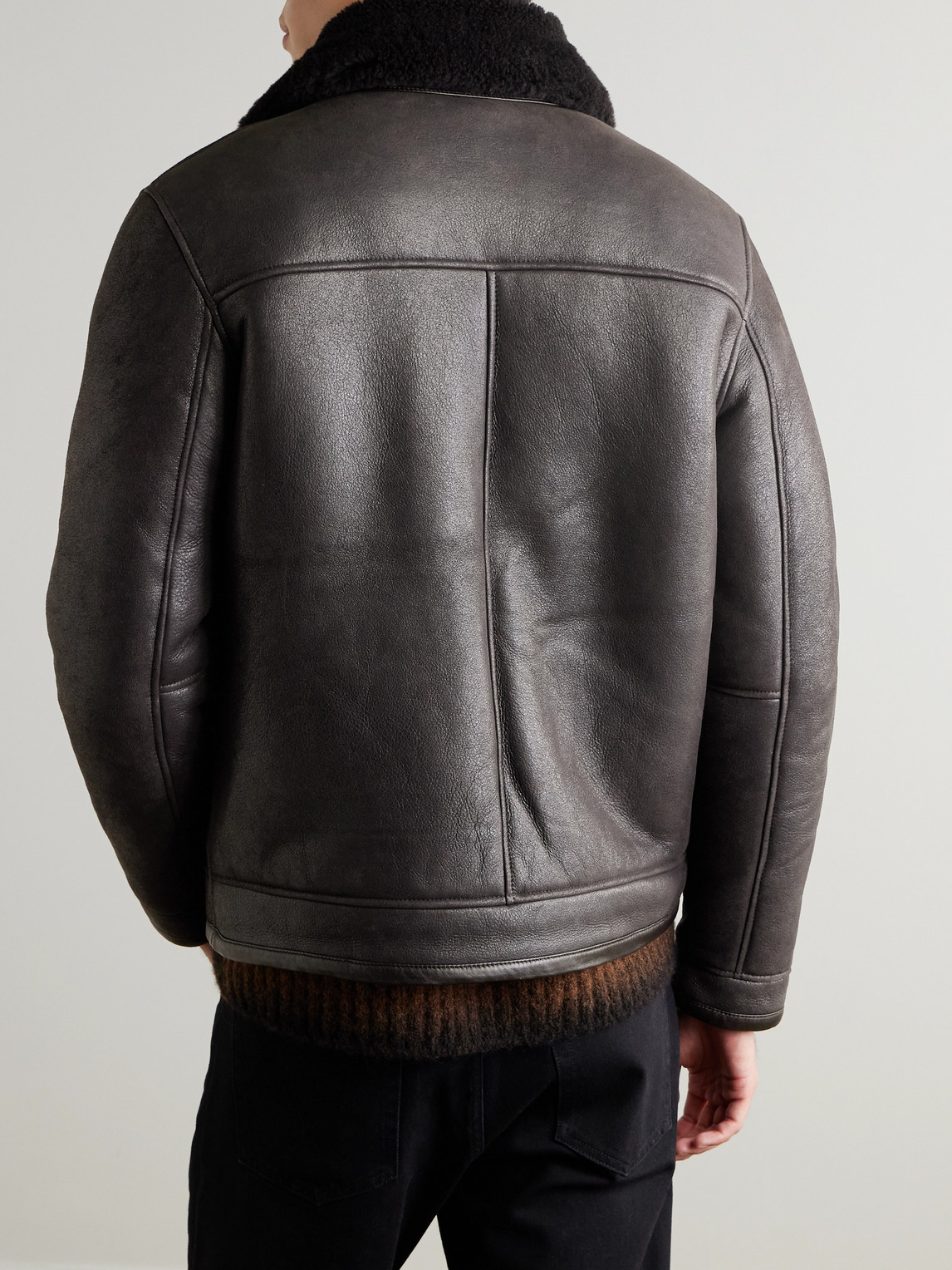  Nn07 - Atkinson 8173 Shearling Bomber Jacket - Men - Brown - S 