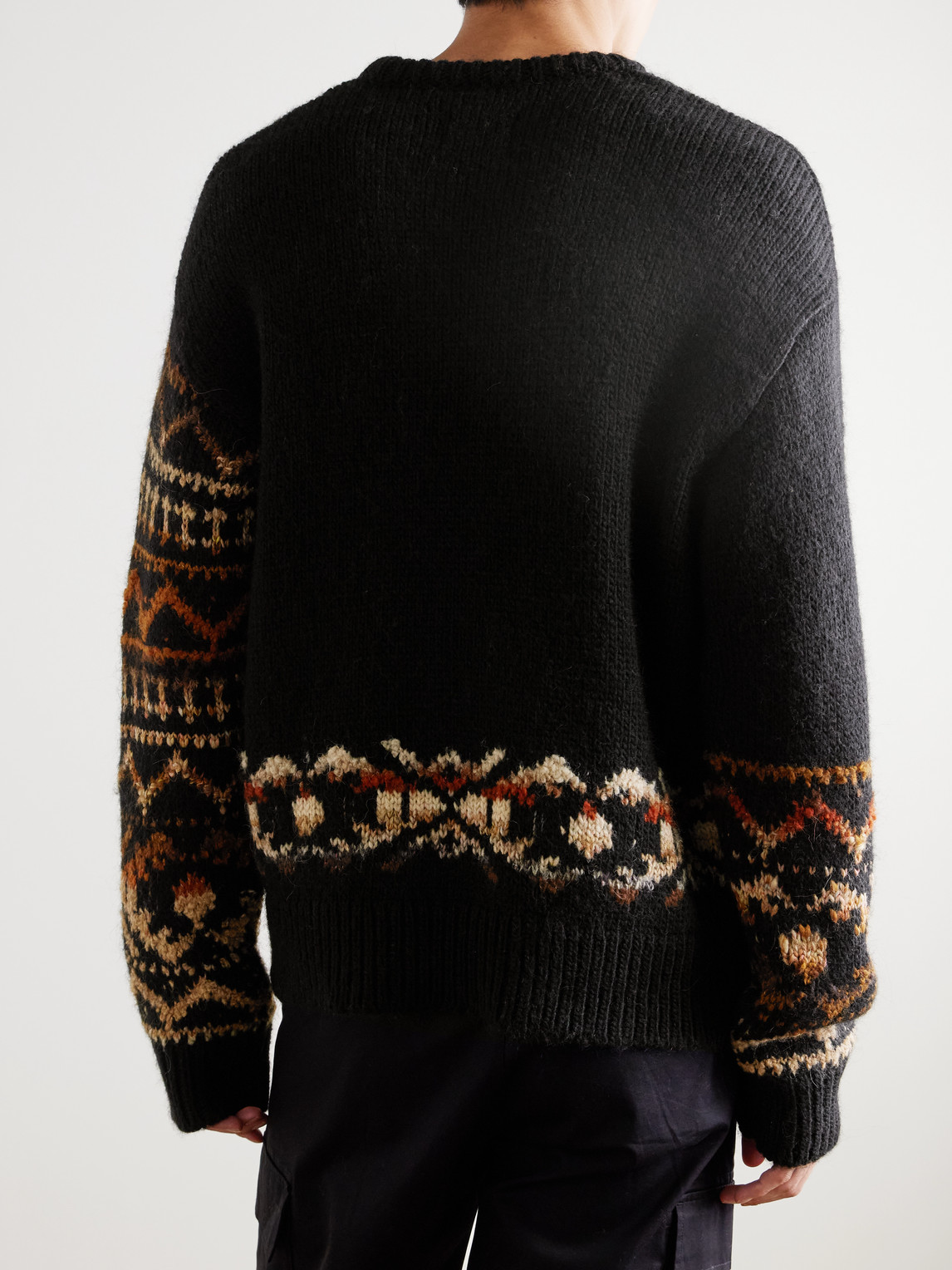 Nn07 Emil 60032 Fair Isle Wool-blend Sweater In Black
