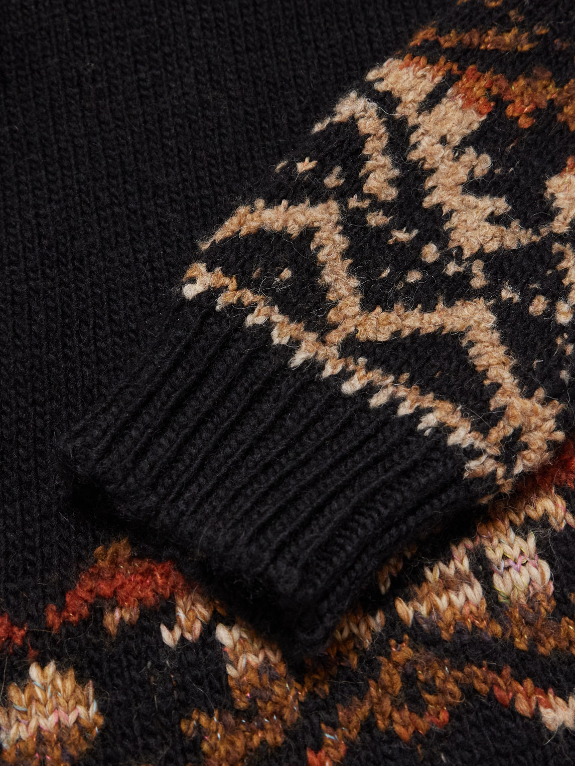 Nn07 Emil 60032 Fair Isle Wool-blend Sweater In Black