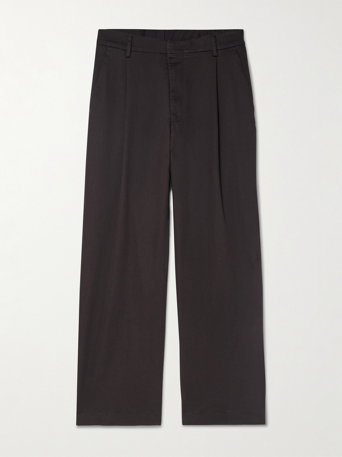 Nn07 Kay 1420 Straight-leg Pleated Organic Cotton-blend Twill Trousers In Brown