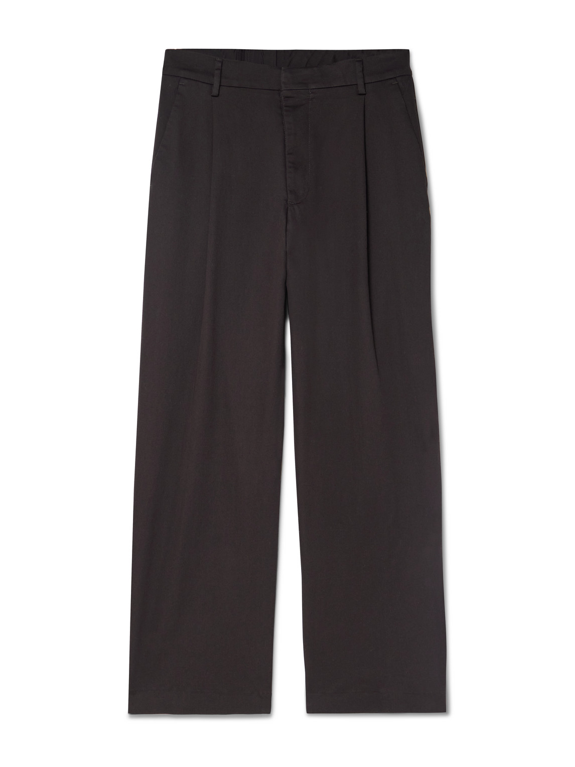 Nn07 Kay 1420 Straight-leg Pleated Organic Cotton-blend Twill Trousers In Brown
