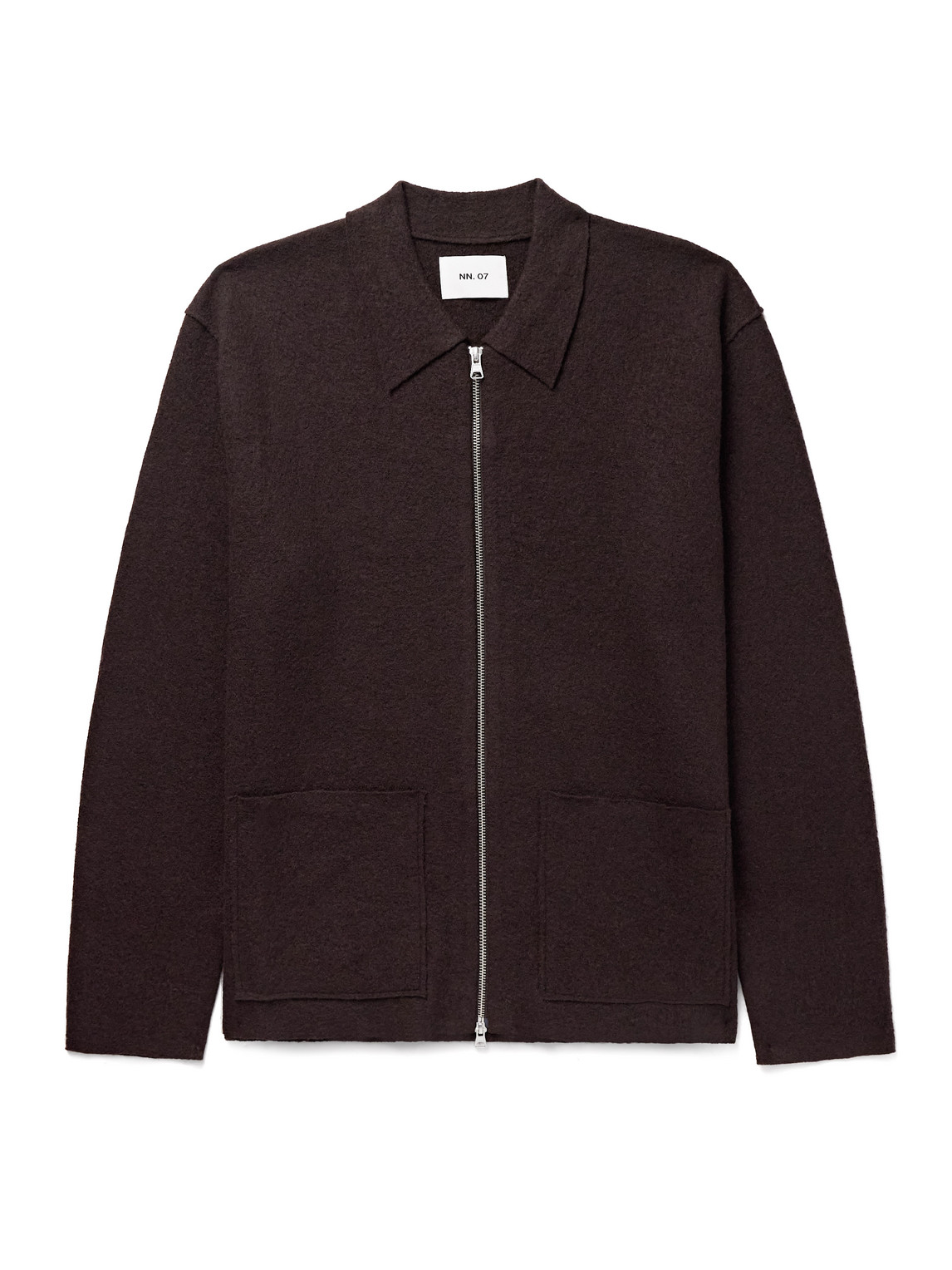 Nn07 Jonas 6398 Brushed-wool Zip-up Cardigan In Brown