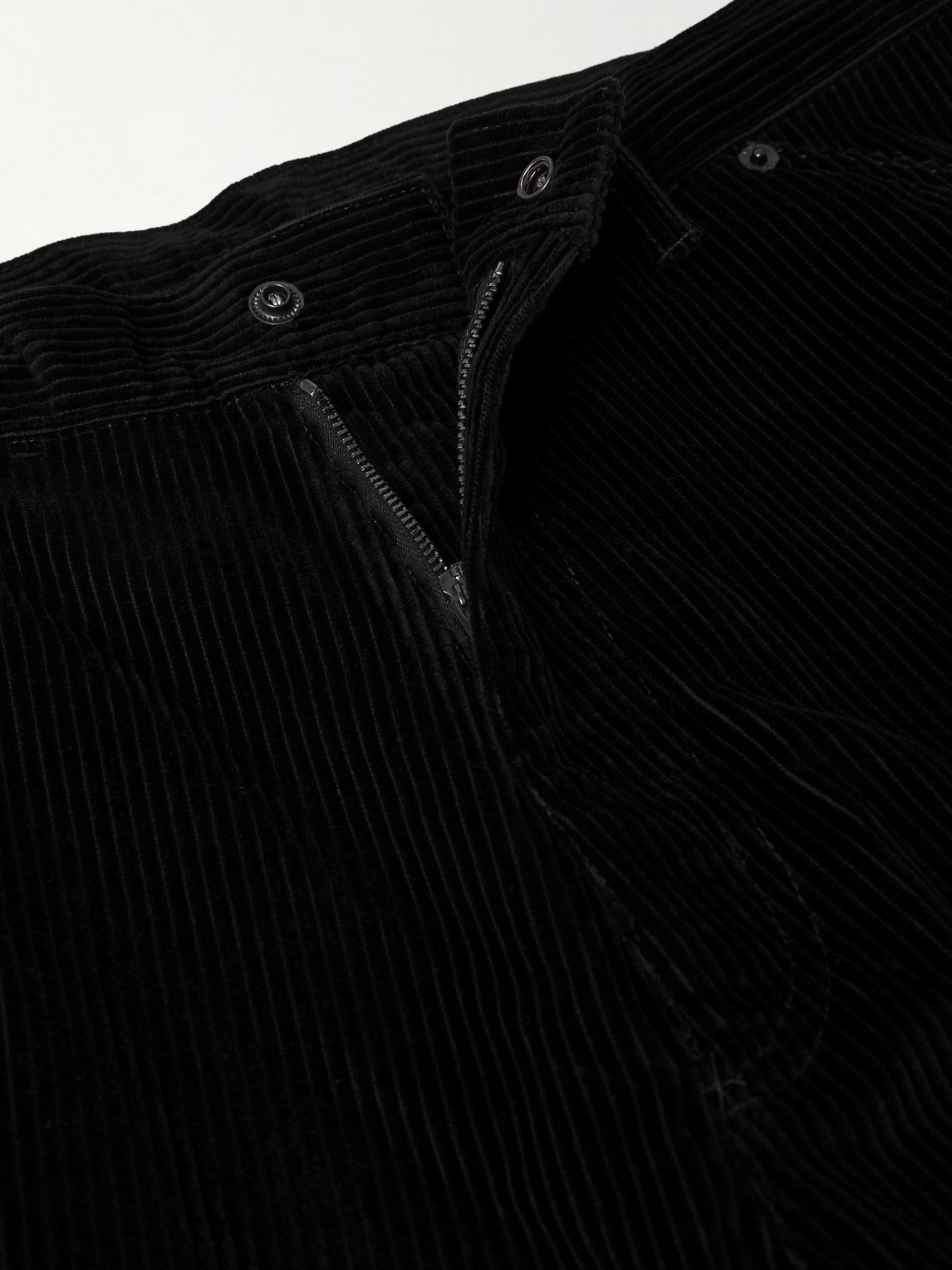 Moncler Straight-leg Logo-appliquéd Panelled Cotton-corduroy Trousers In Black