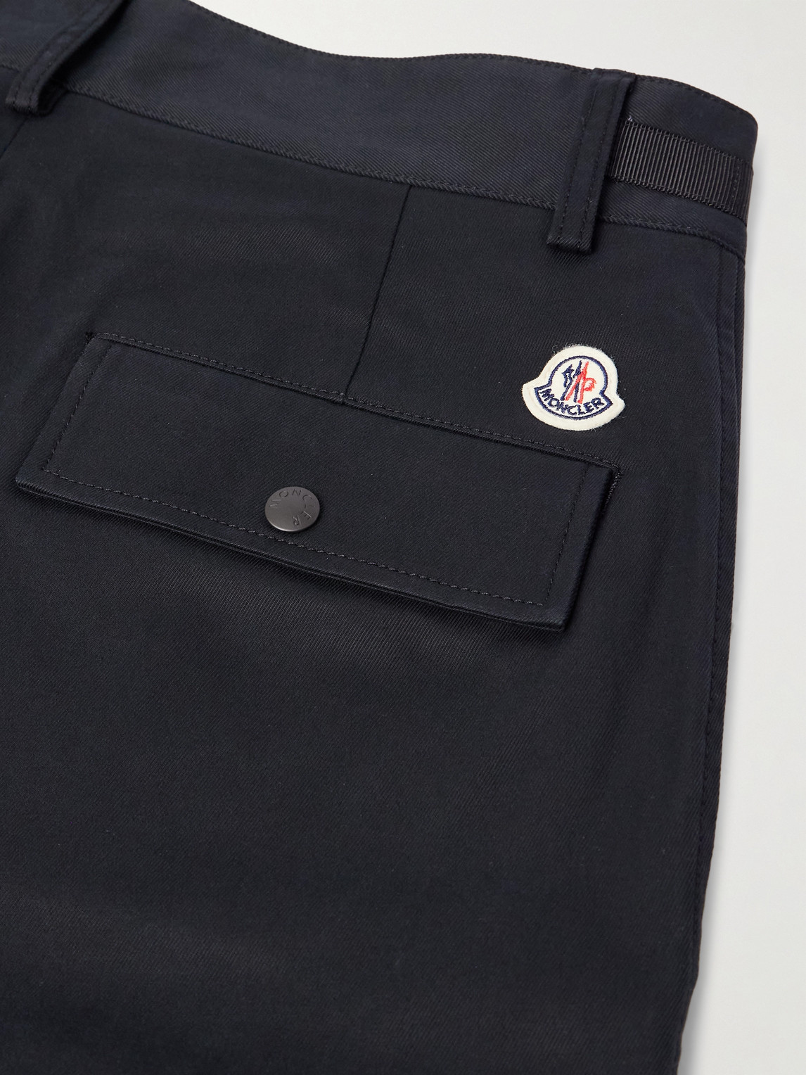Moncler Straight-leg Pleated Stretch-cotton Gabardine Cargo Trousers In Burgundy