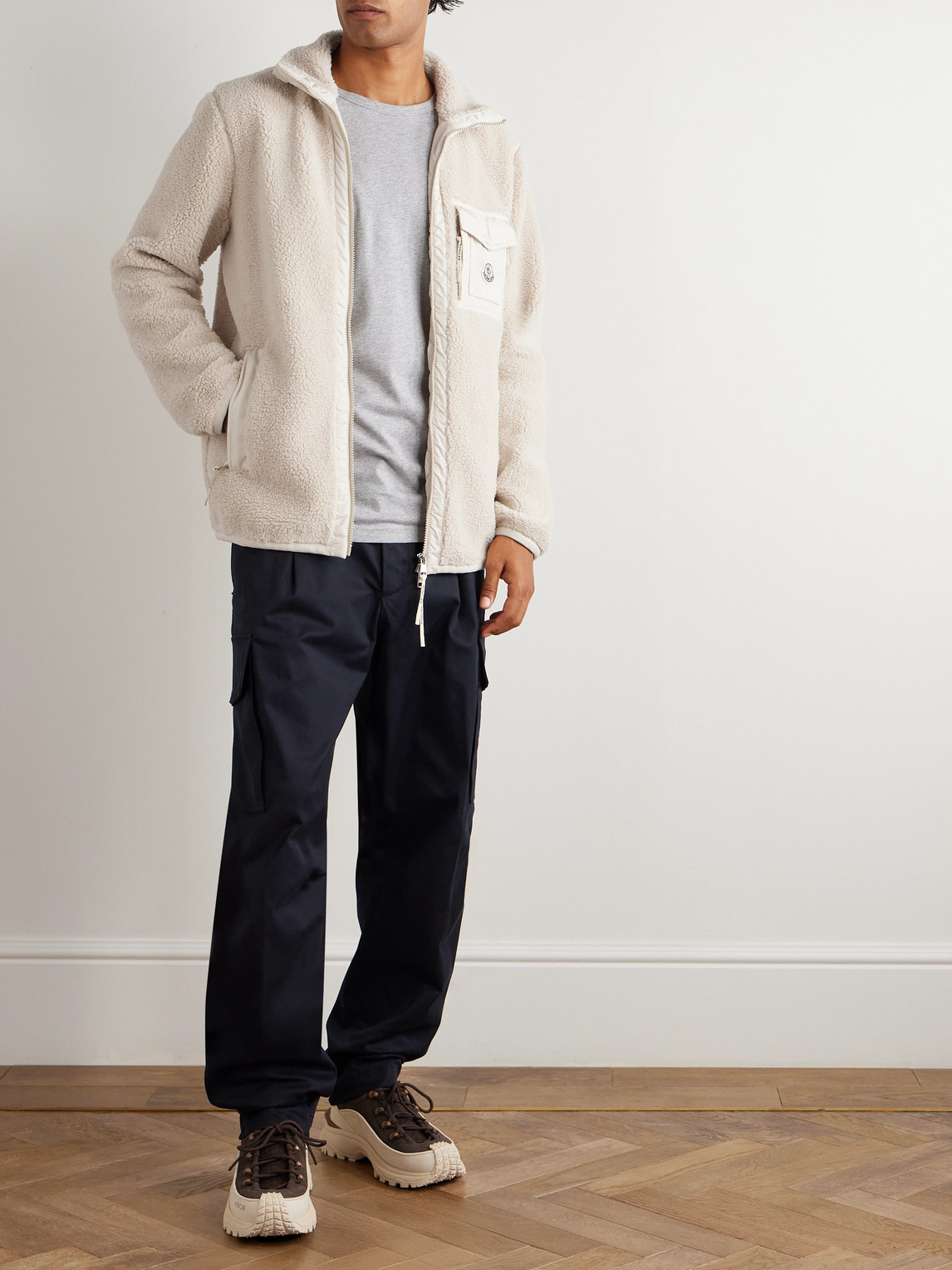 Moncler Straight-leg Pleated Stretch-cotton Gabardine Cargo Trousers In Burgundy