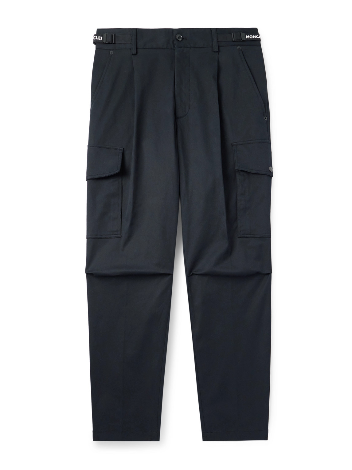Moncler Straight-leg Pleated Stretch-cotton Gabardine Cargo Trousers In Burgundy