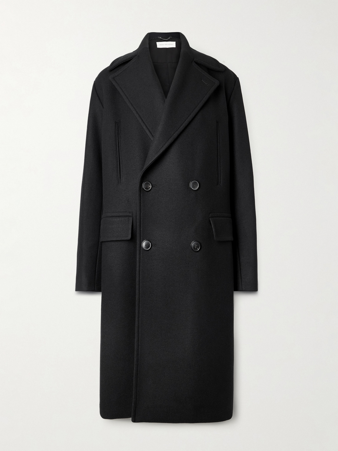 Dries Van Noten Oversized Double-breasted Wool-blend Twill Coat In Black