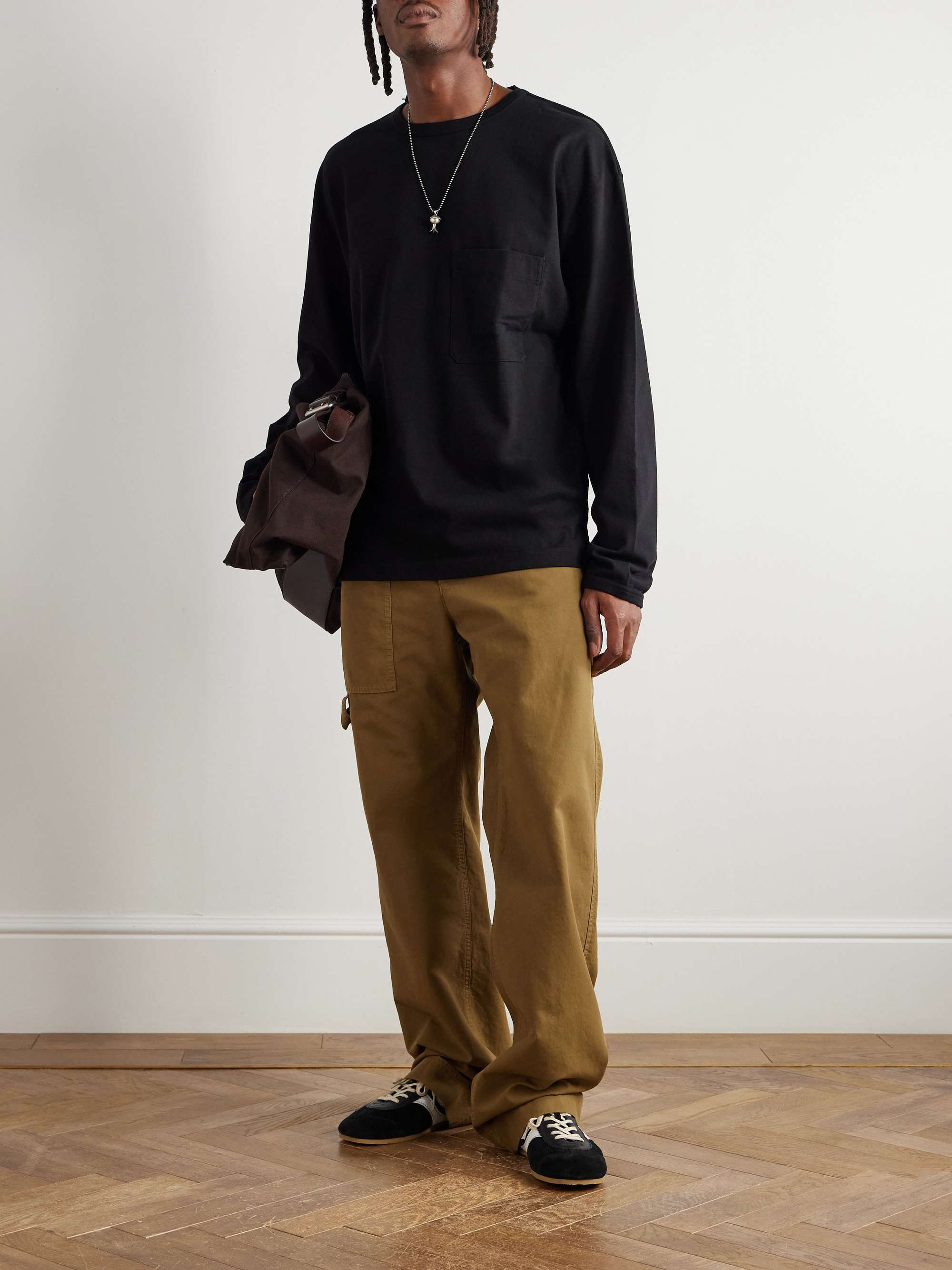 DRIES VAN NOTEN cotton ×paper slacks DRIES VAN NOTEN Pleated cotton-jersey wide-leg pants | NET-A