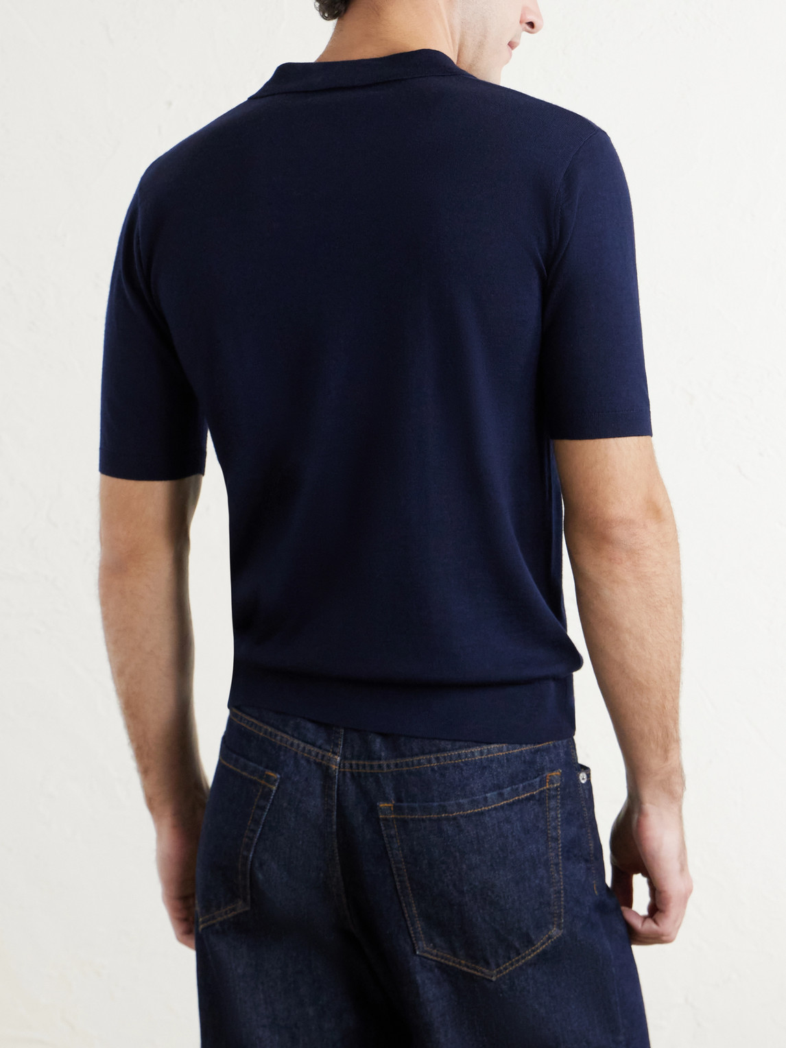  Dries Van Noten - Merino Wool Polo Shirt - Men - Blue - S 