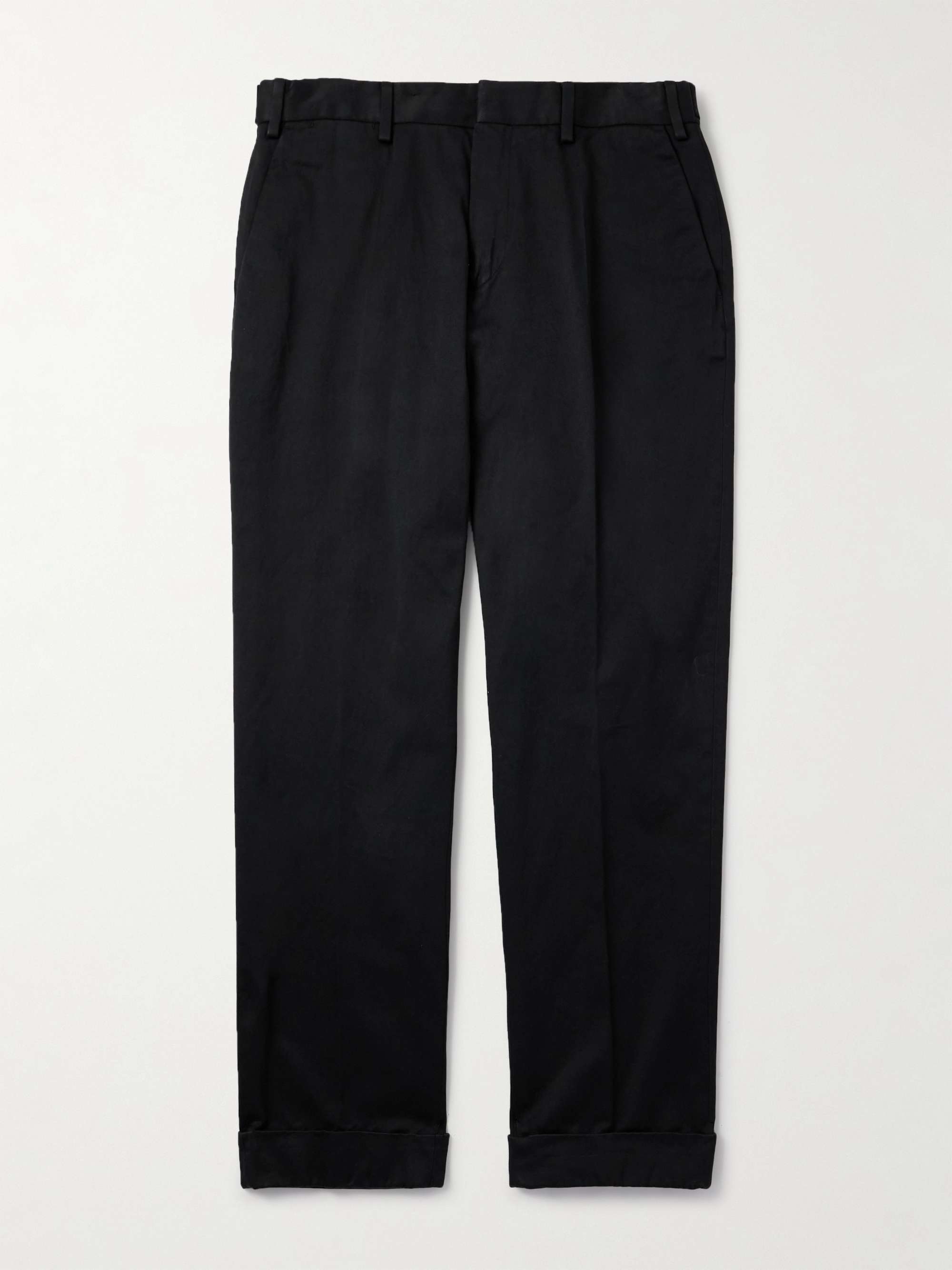 NEAT COTTON SATIN │TAPERED - BLACK DRIES VAN NOTEN Tapered Cotton-Satin Trousers for Men | MR