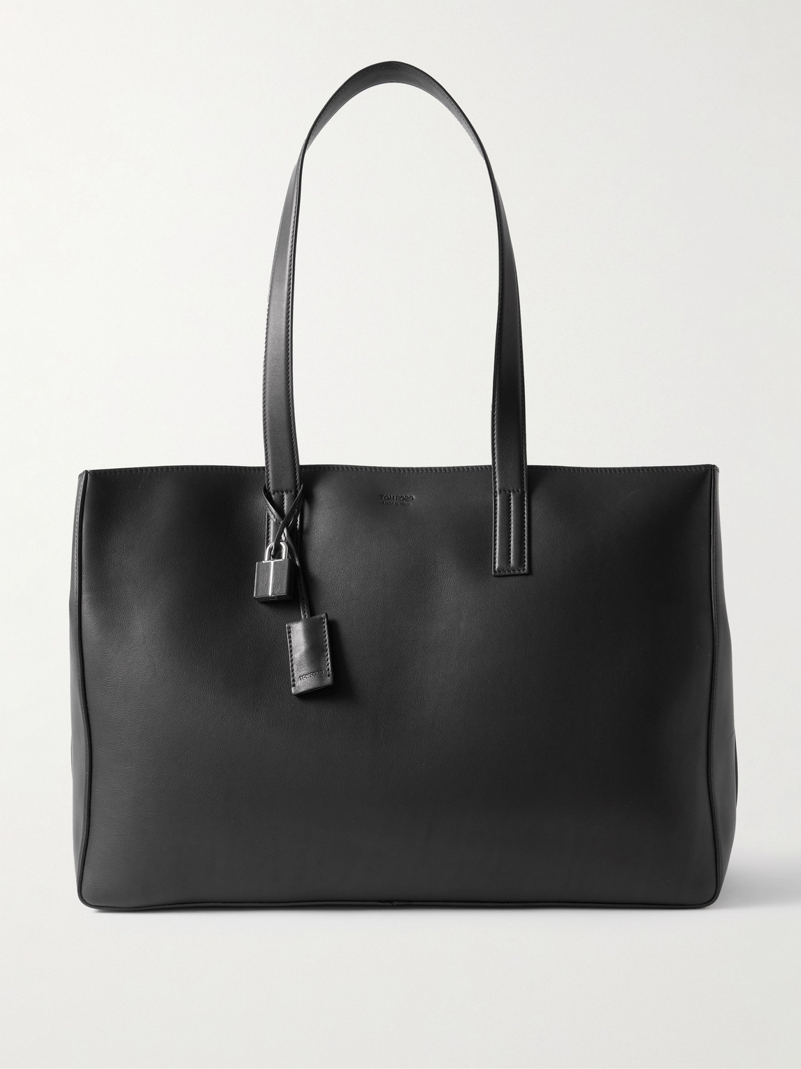 Tom Ford Logo-debossed Leather Tote Bag In Black