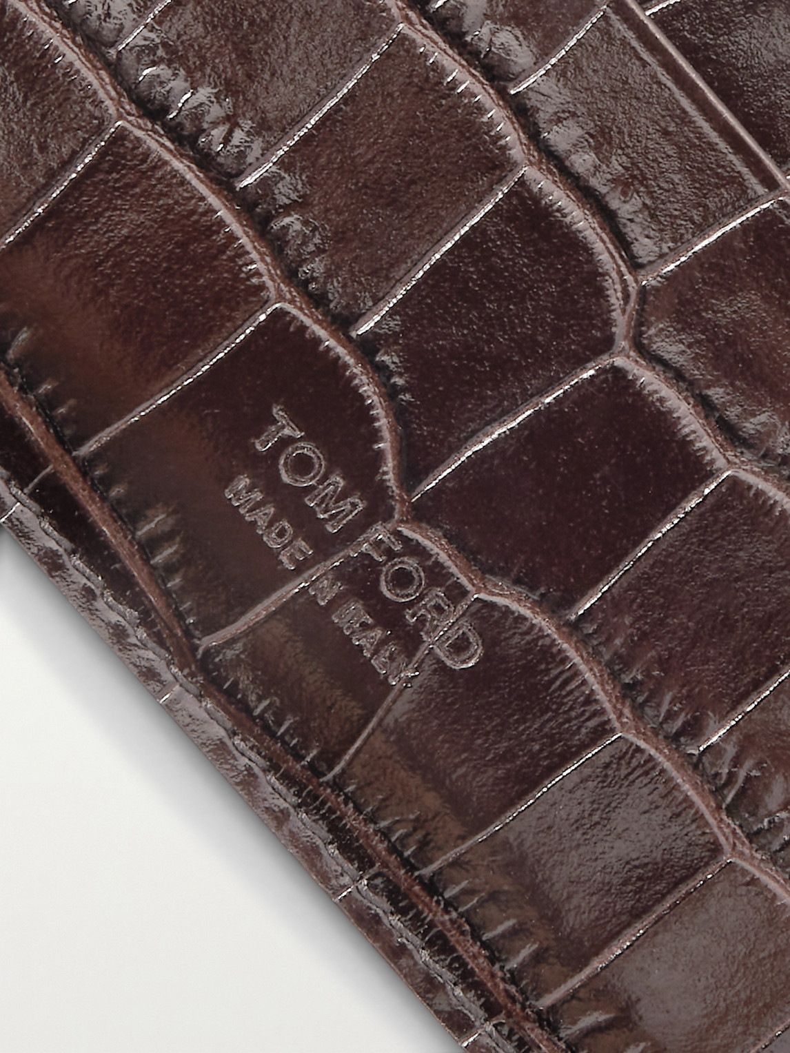 Tom Ford Croc-effect Leather Cardholder In Brown