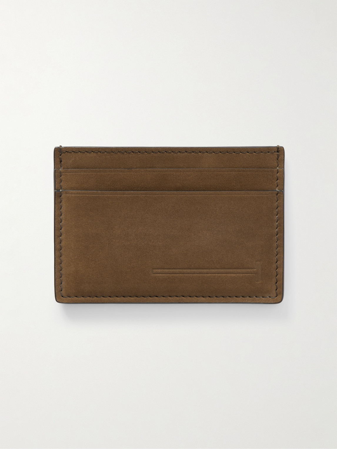 Tom Ford Logo-debossed Nubuck Cardholder In Brown