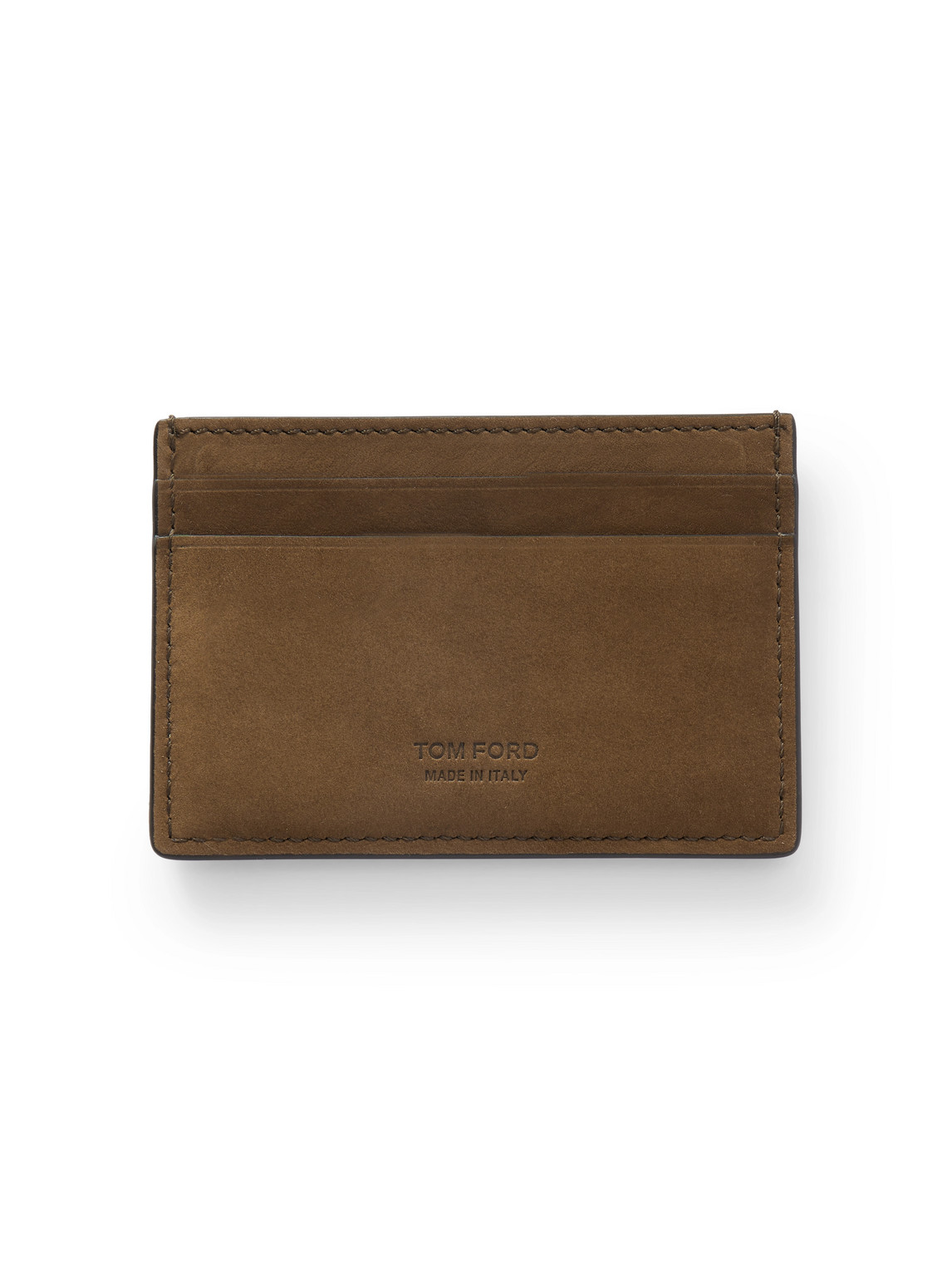 Tom Ford Logo-debossed Nubuck Cardholder In Brown