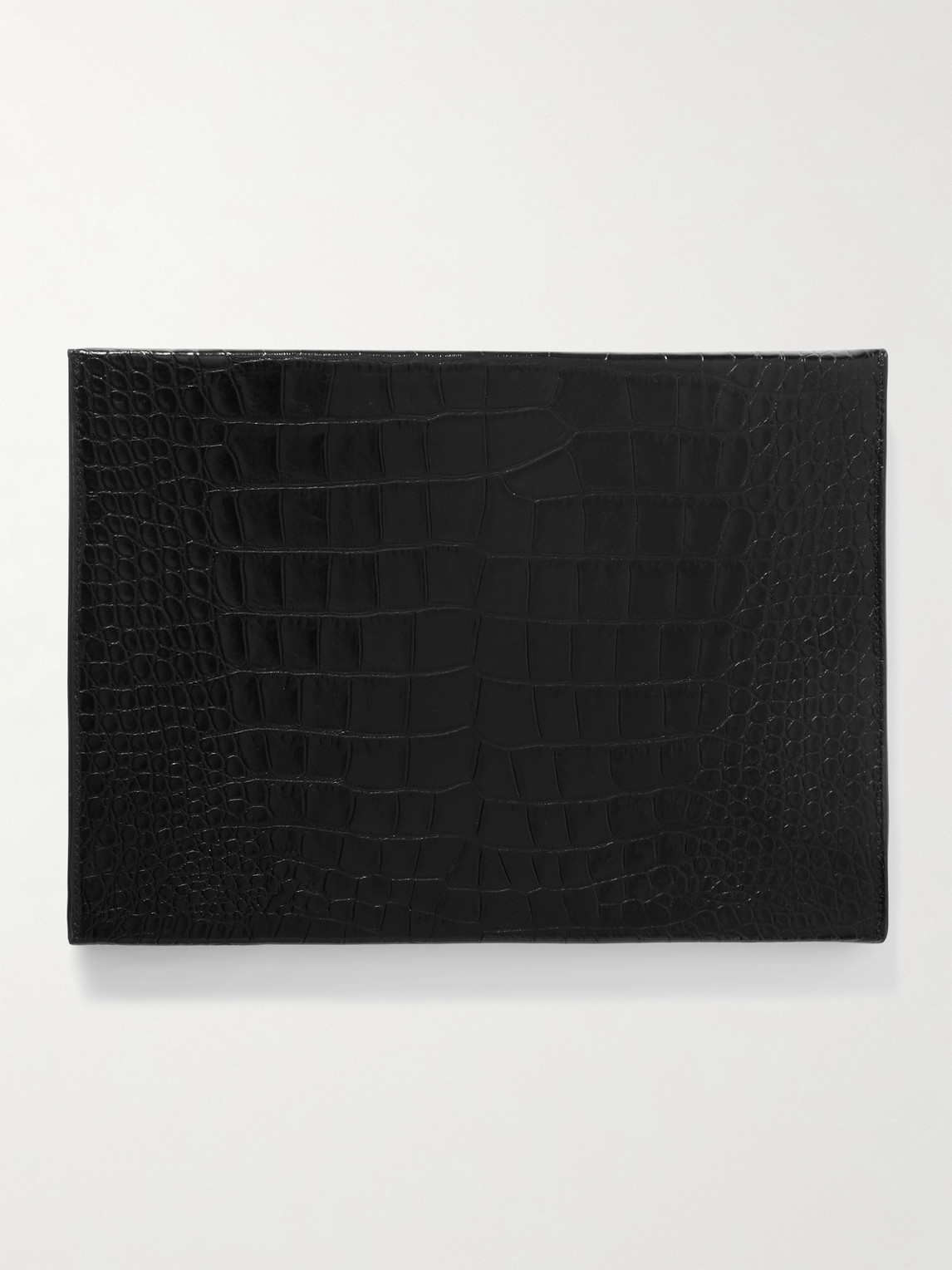 Tom Ford Croc-effect Patent-leather Document Holder In Black
