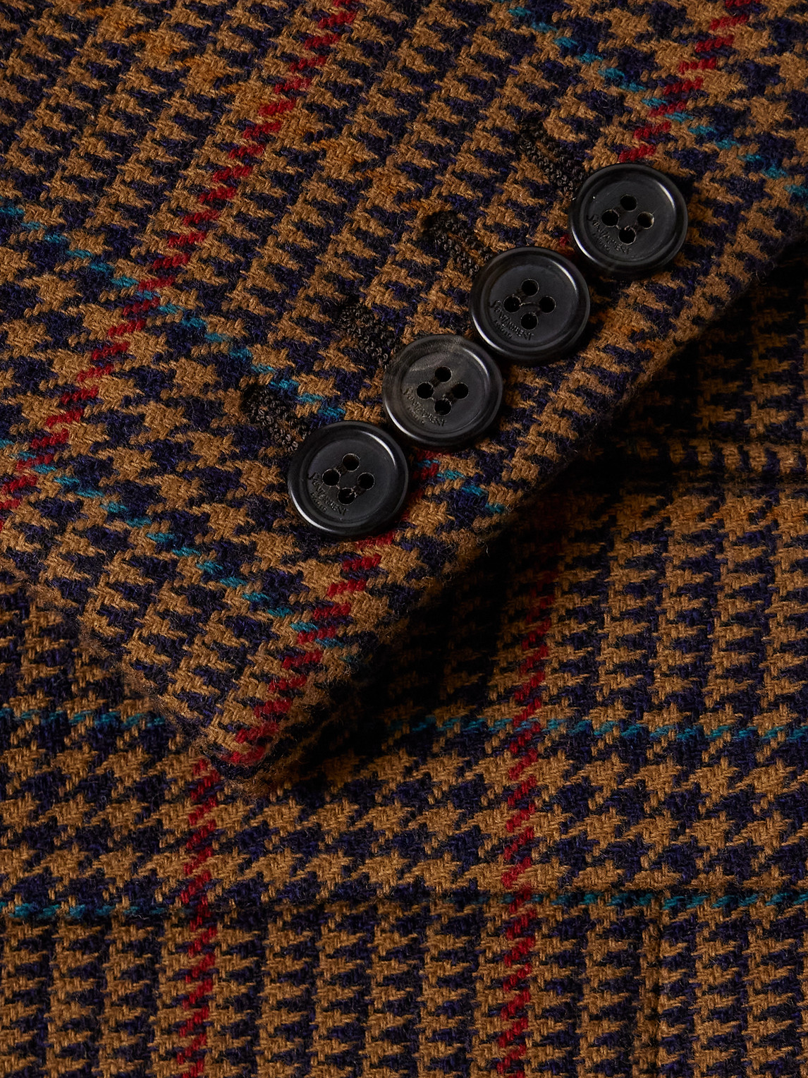 Saint Laurent Houndstooth Checked Wool Blazer In Brown