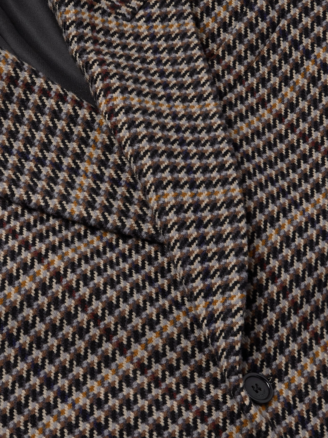 Saint Laurent Houndstooth Double-breasted Wool Overcoat In Brown