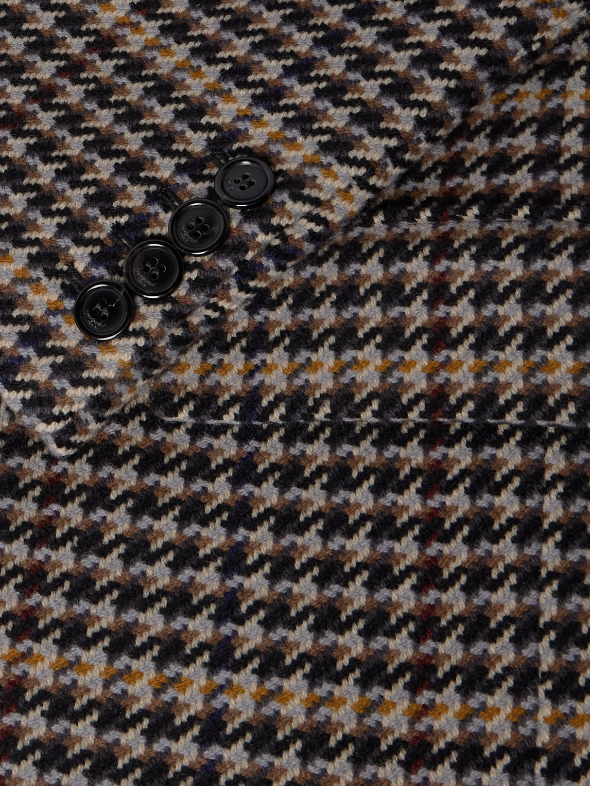 Saint Laurent Houndstooth Double-breasted Wool Overcoat In Brown