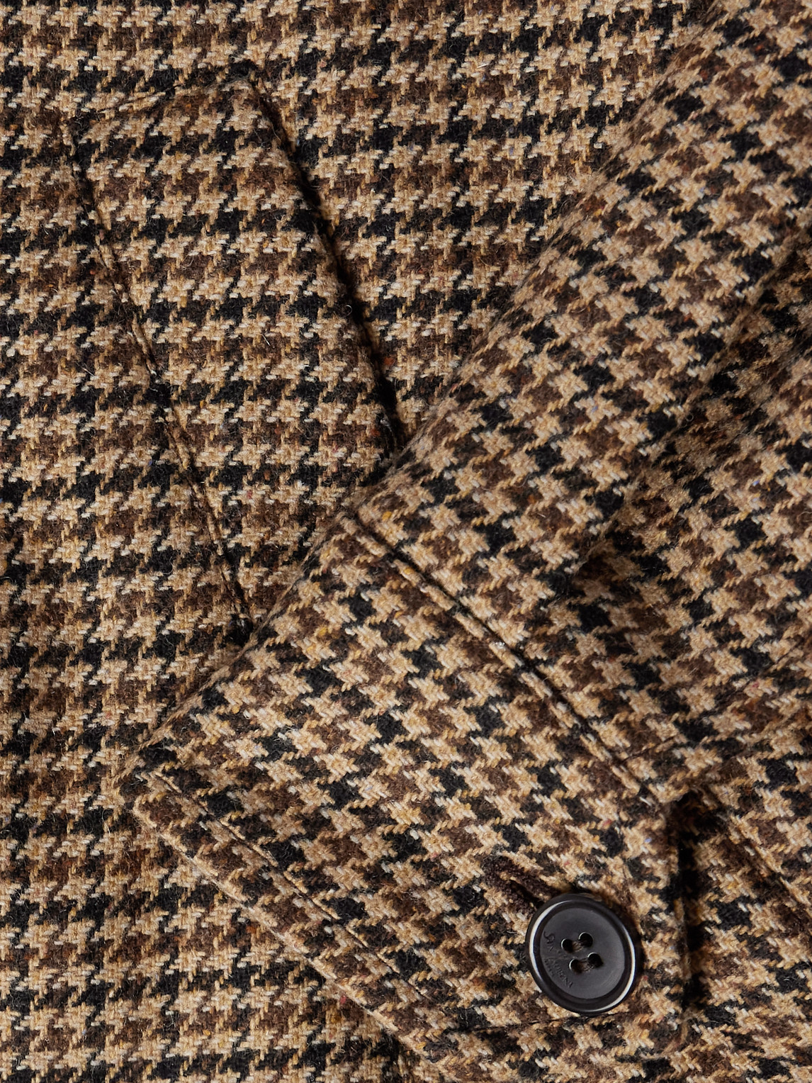 Saint Laurent Houndstooth Woven Blouson Jacket In Brown