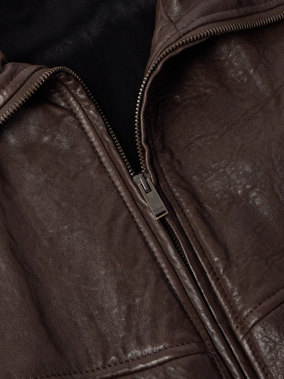 Saint Laurent Leather Jacket In Gray