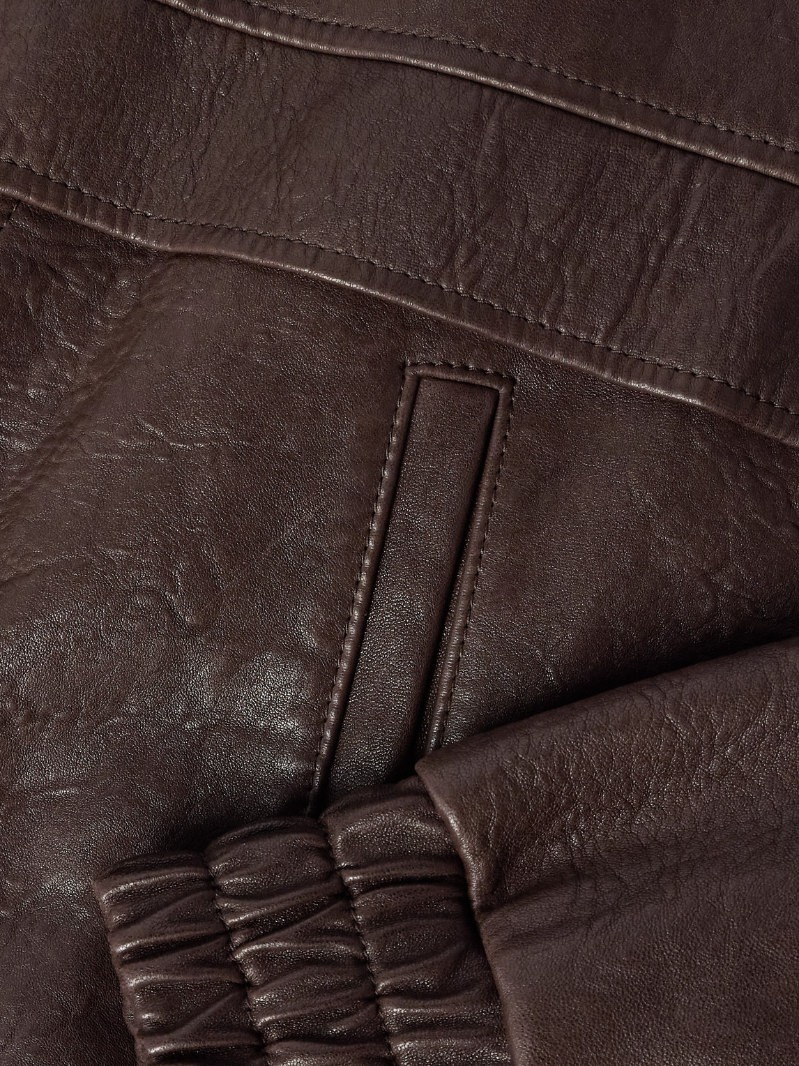 Saint Laurent Leather Jacket In Gray