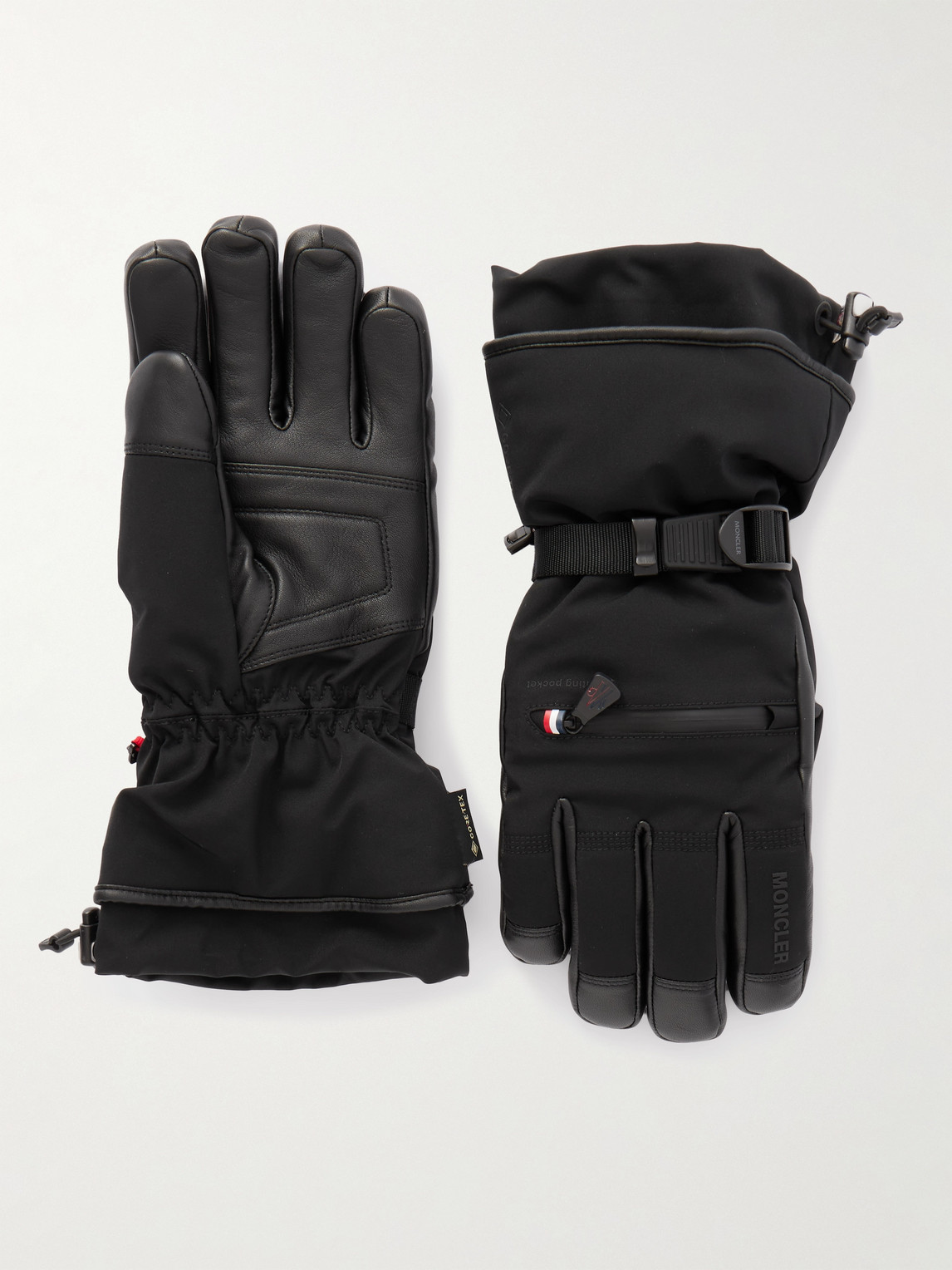 Leather-Trimmed Shell Ski Gloves