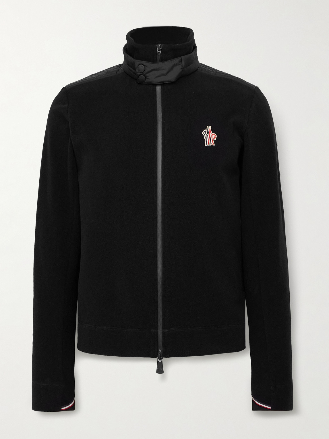 Logo-Appliquéd Shell-Trimmed Fleece Jacket