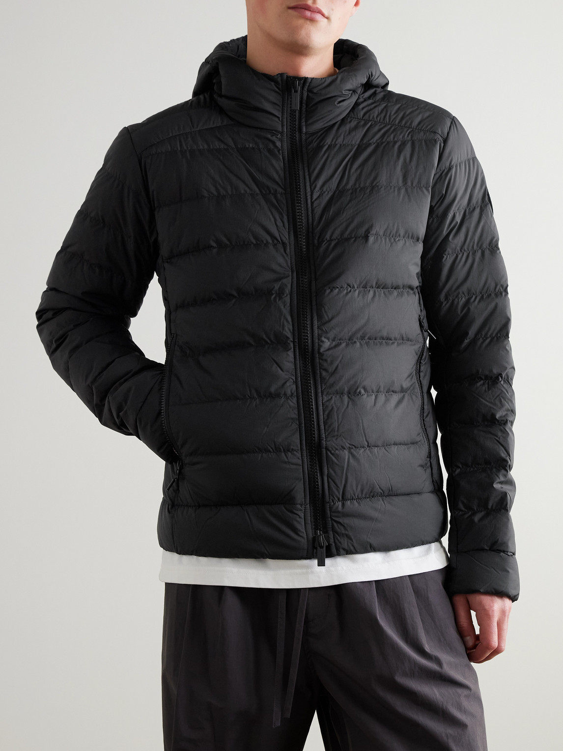 Canada Goose Crofton Logo-appliquéd Quilted Enduraluxe® Hooded Down Jacket In Black