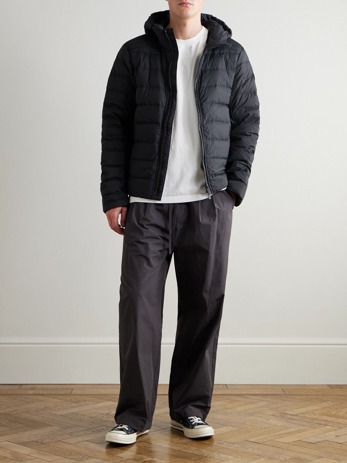 Canada Goose Crofton Logo-appliquéd Quilted Enduraluxe® Hooded Down Jacket In Black