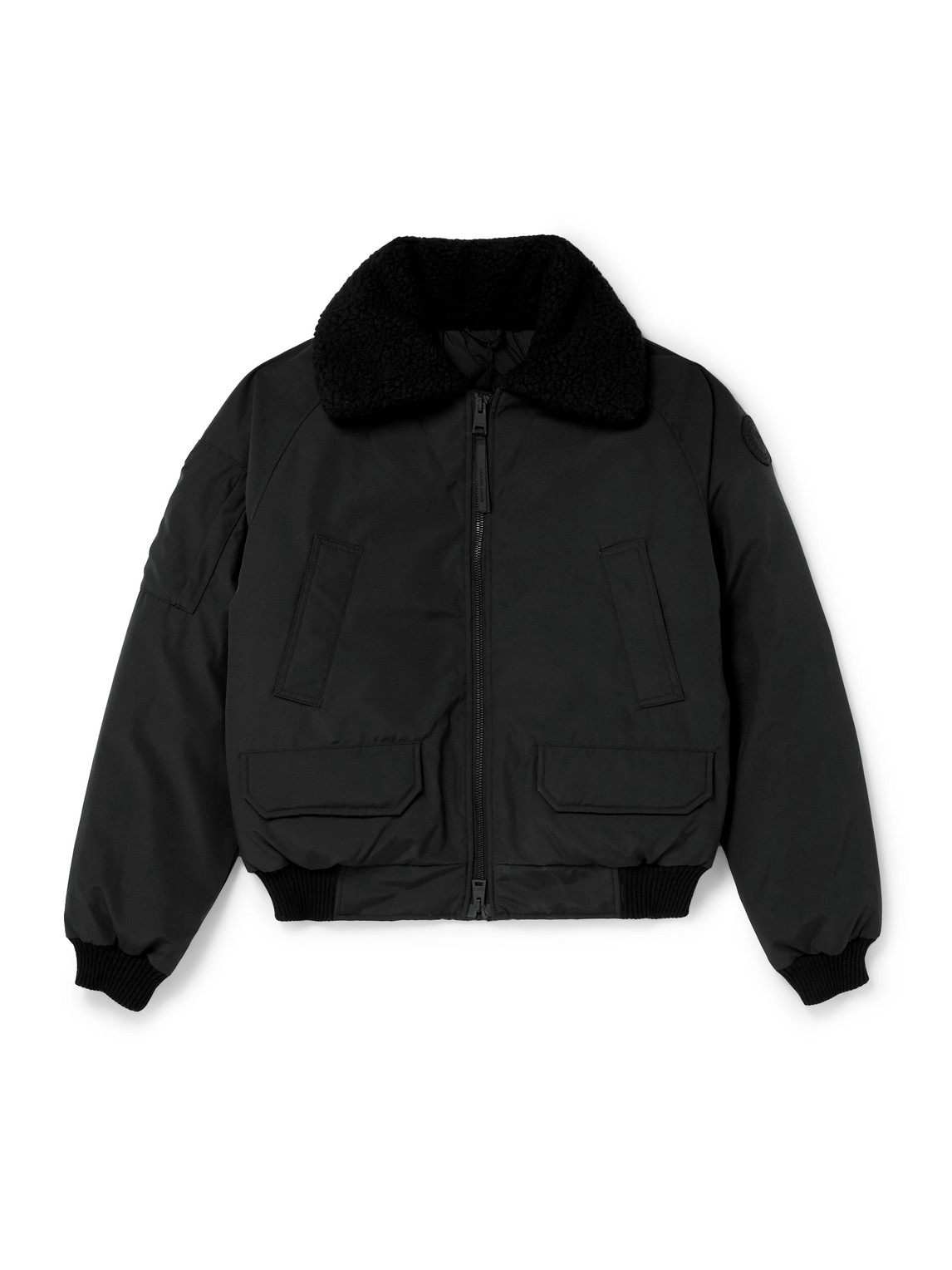 Canada Goose Chilliwack Recycled Wool-blend Fleece And Shell Down Bomber Jacket In Black
