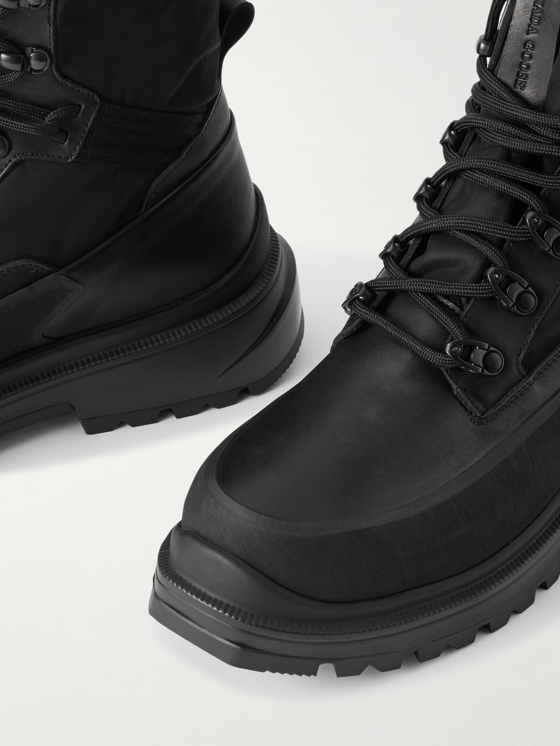 Canada Goose Keystone Rubber-trimmed Leather And Twill Boots In Black