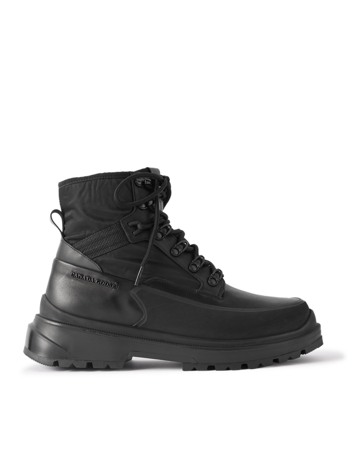 Canada Goose Keystone Rubber-trimmed Leather And Twill Boots In Black