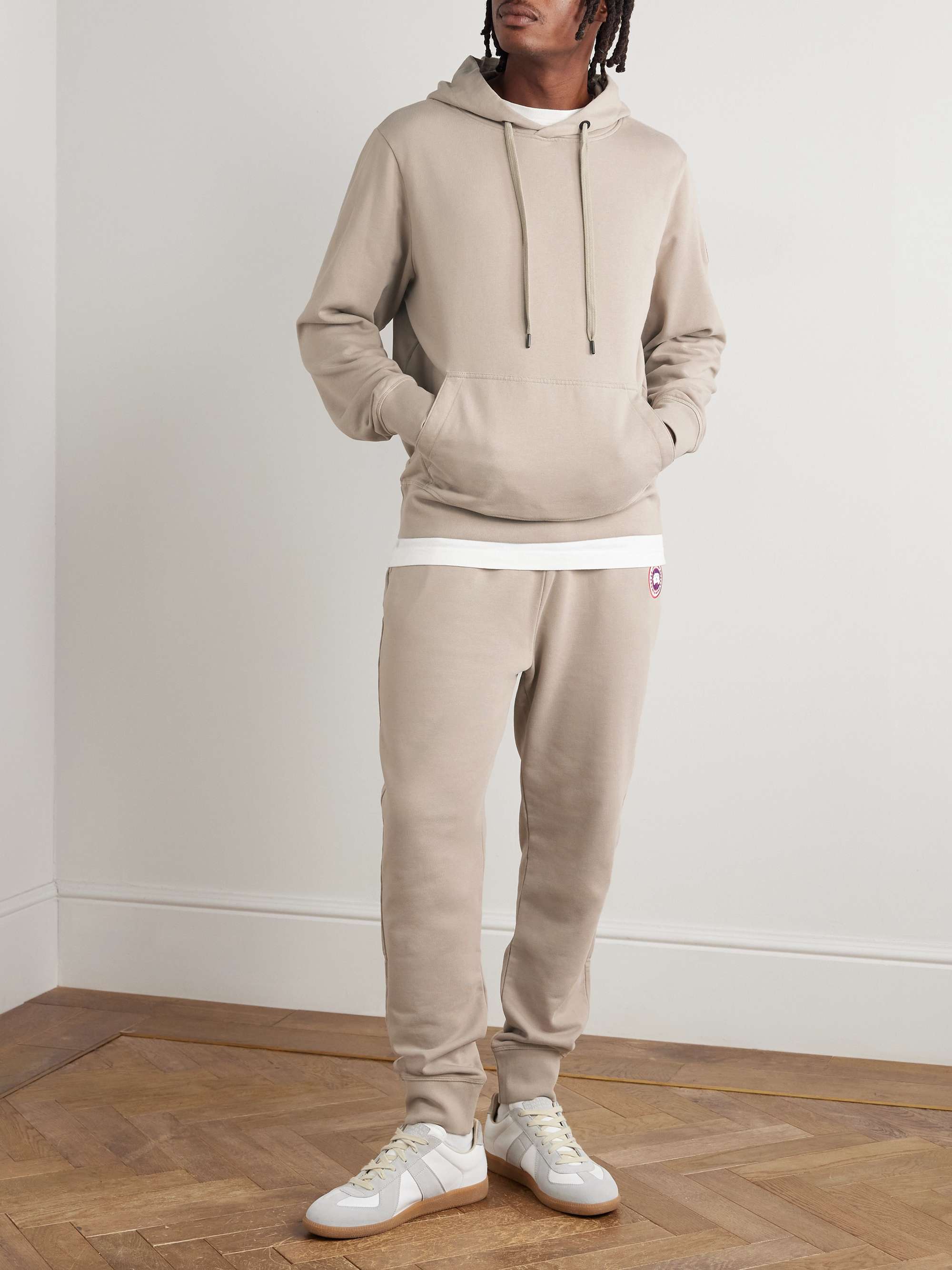 CANADA GOOSE Huron Tapered Logo-Appliquéd Cotton-Jersey Sweatpants