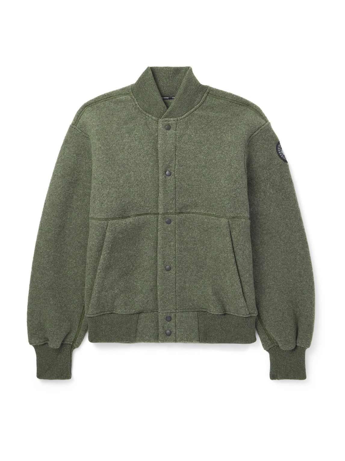 Canada Goose Hudson Logo-appliquéd Recycled Wool-blend Fleece Bomber Jacket In Green