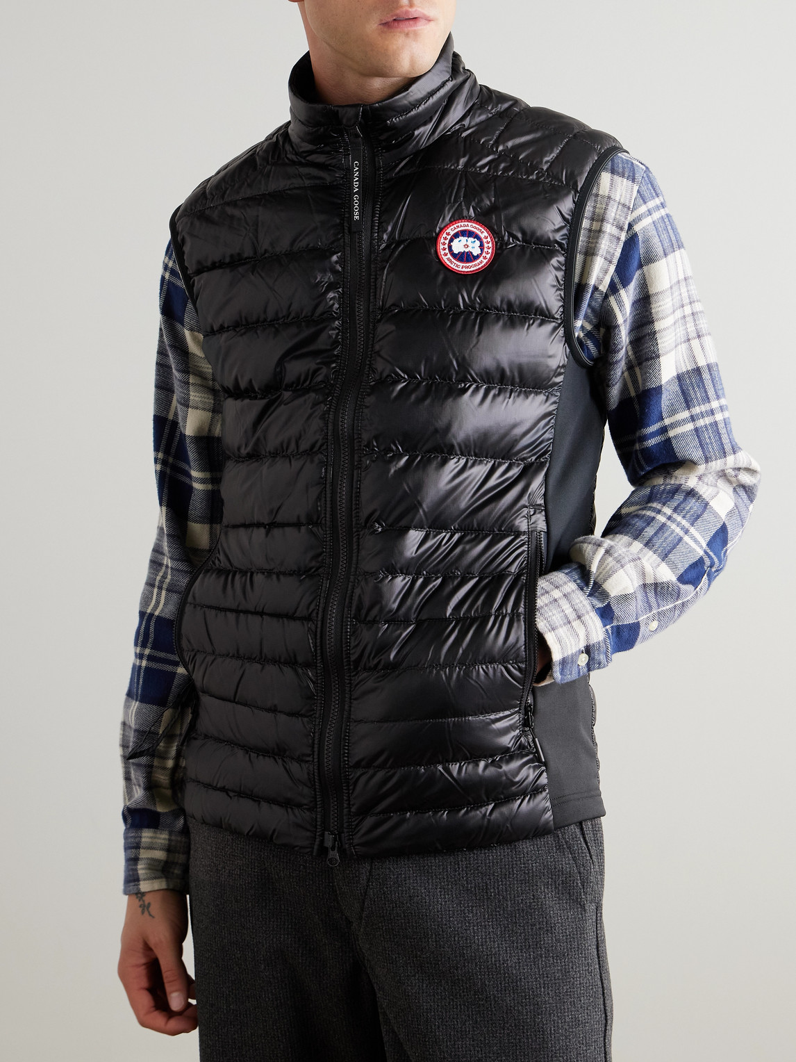 Canada Goose Hybdridge Lite Quilted Recycled-ripstop And Stretch-jersey Down Gilet In Black
