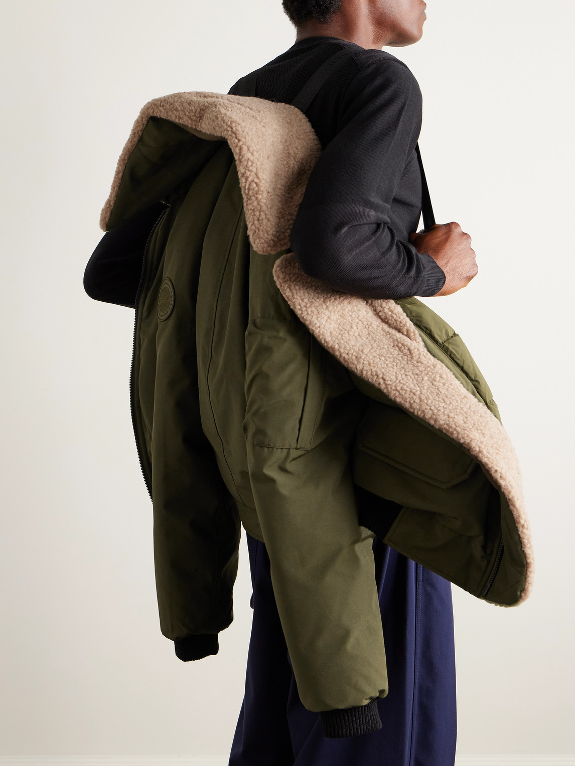 Canada Goose Chilliwack Recycled Wool-blend Fleece And Shell Down Bomber Jacket In Green