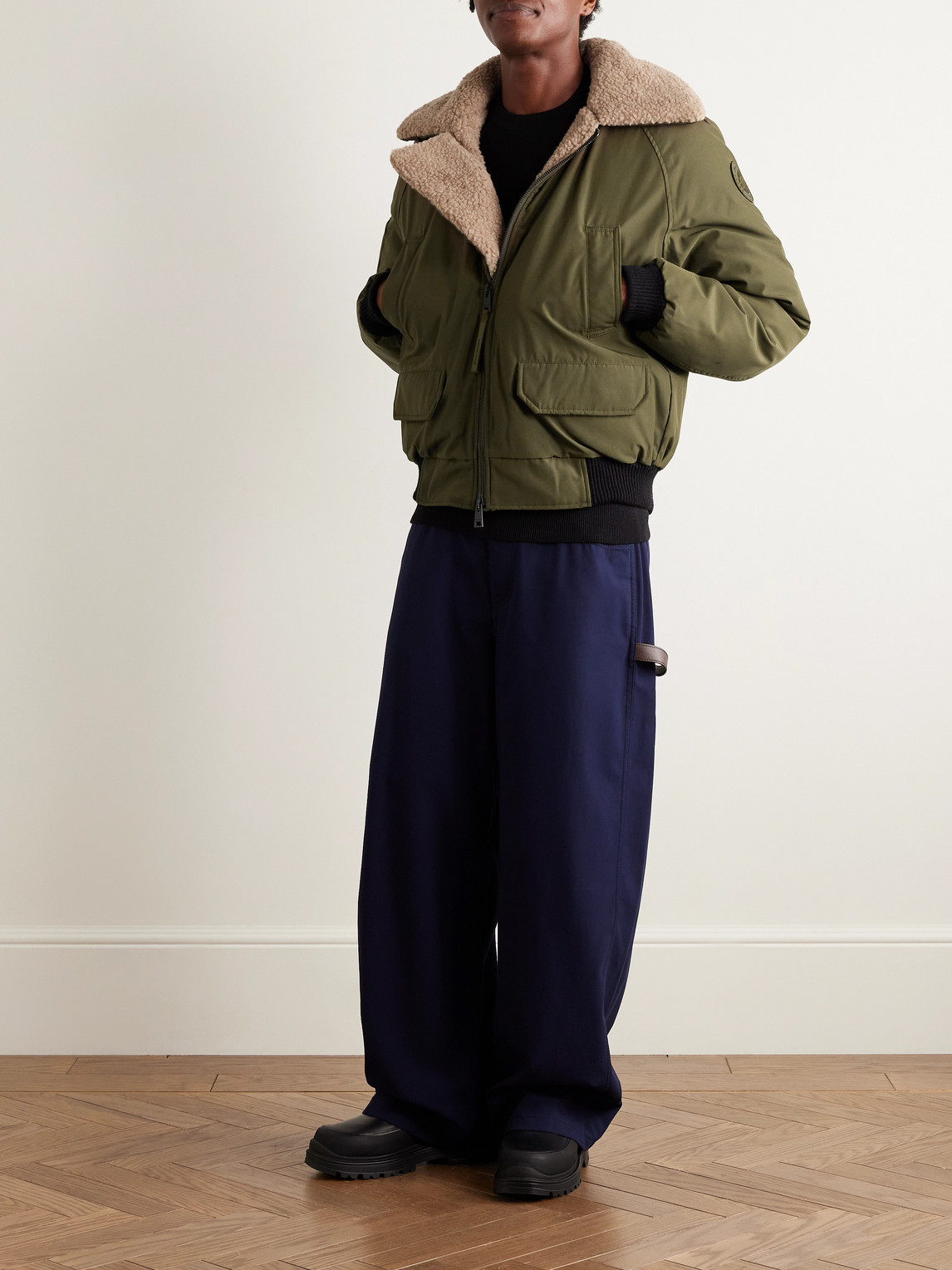Canada Goose Chilliwack Recycled Wool-blend Fleece And Shell Down Bomber Jacket In Green