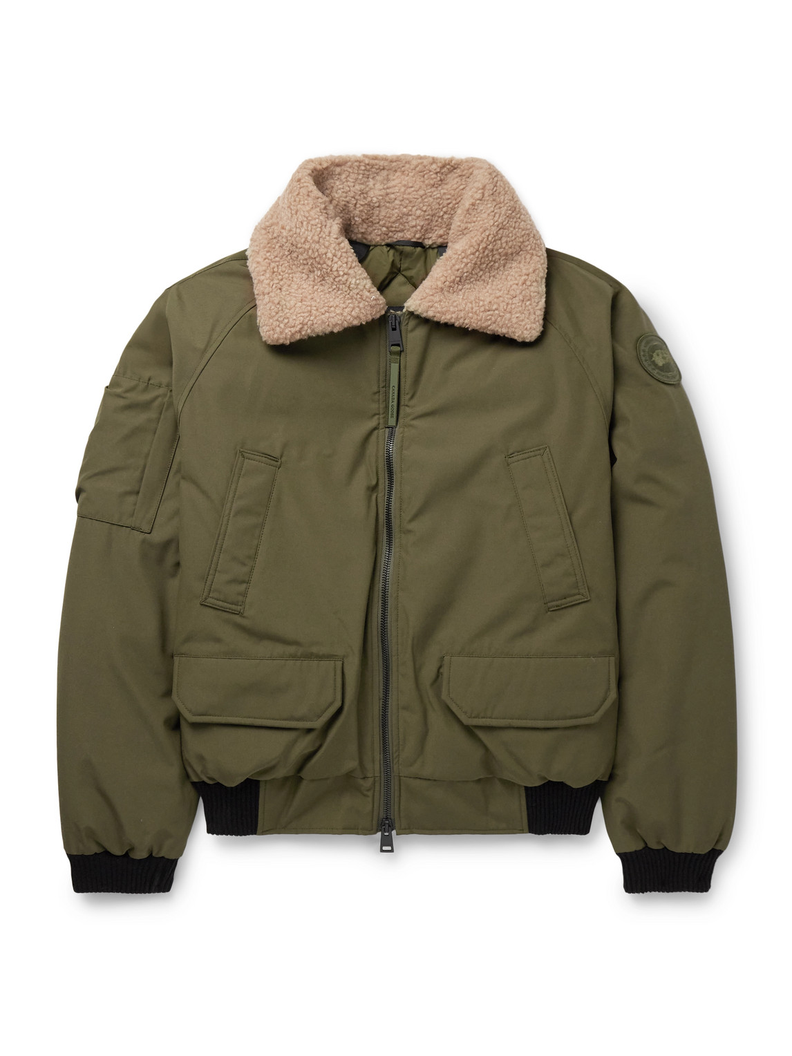Canada Goose Chilliwack Recycled Wool-blend Fleece And Shell Down Bomber Jacket In Green
