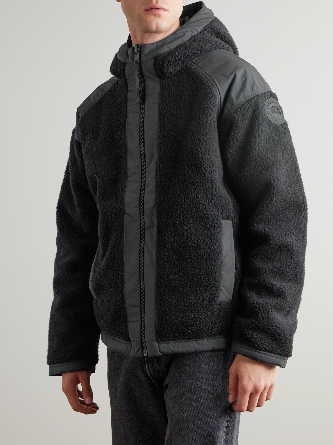 Canada Goose Alberni Reversible Ripstop And Wool-blend Fleece Hooded Jacket In Black